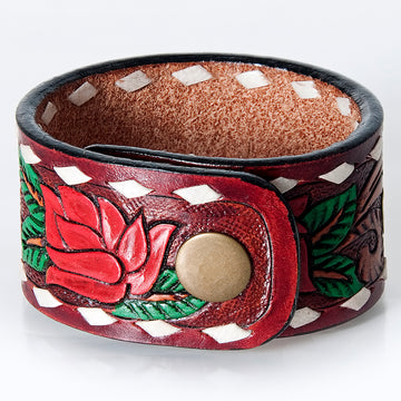 American Darling ADBRF180 Hand tooled carved Genuine Leather Bracelet women